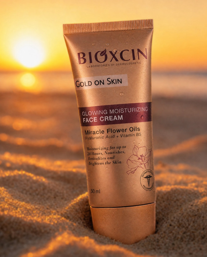 (لومیگلوشن )کرم مرطوبکننده و درخشانکننده صورت بیوکسین BIOXCIN Gold On Skin حجم 50 میلیلیتر