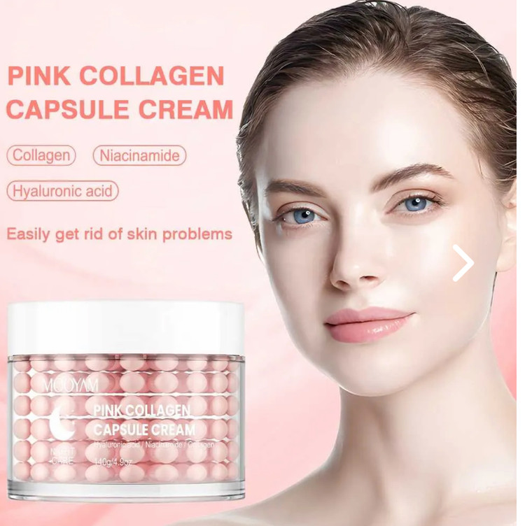 کرم کپسولی ضد چروک مویام مدل PINK COLLAGEN وزن 140 گرم