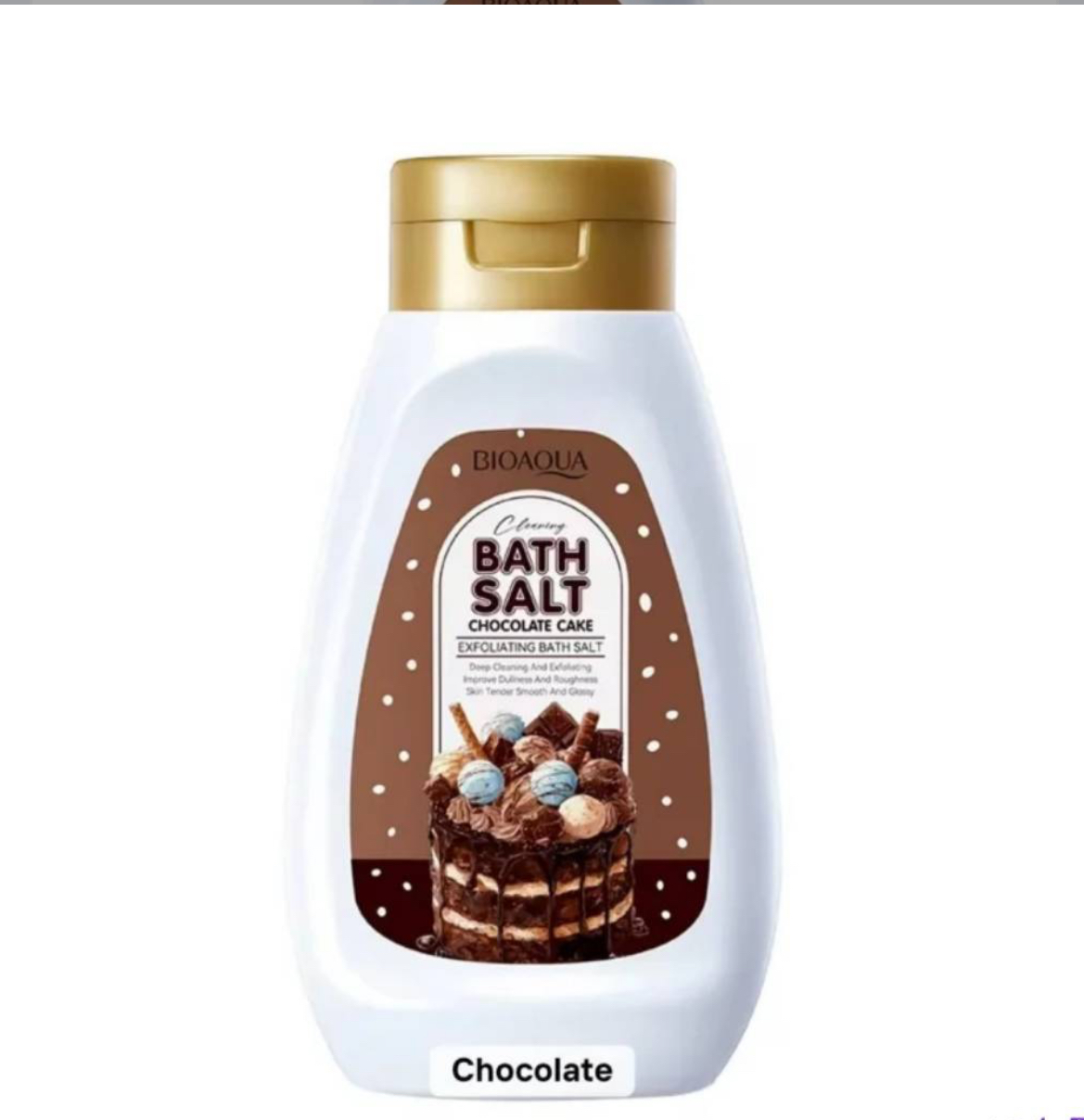 نمک بدن لایه بردار بیوآکوا BATH SALT CHOCOLATE CAKE با رایحه بستنی شکلات حجم 430 میل
