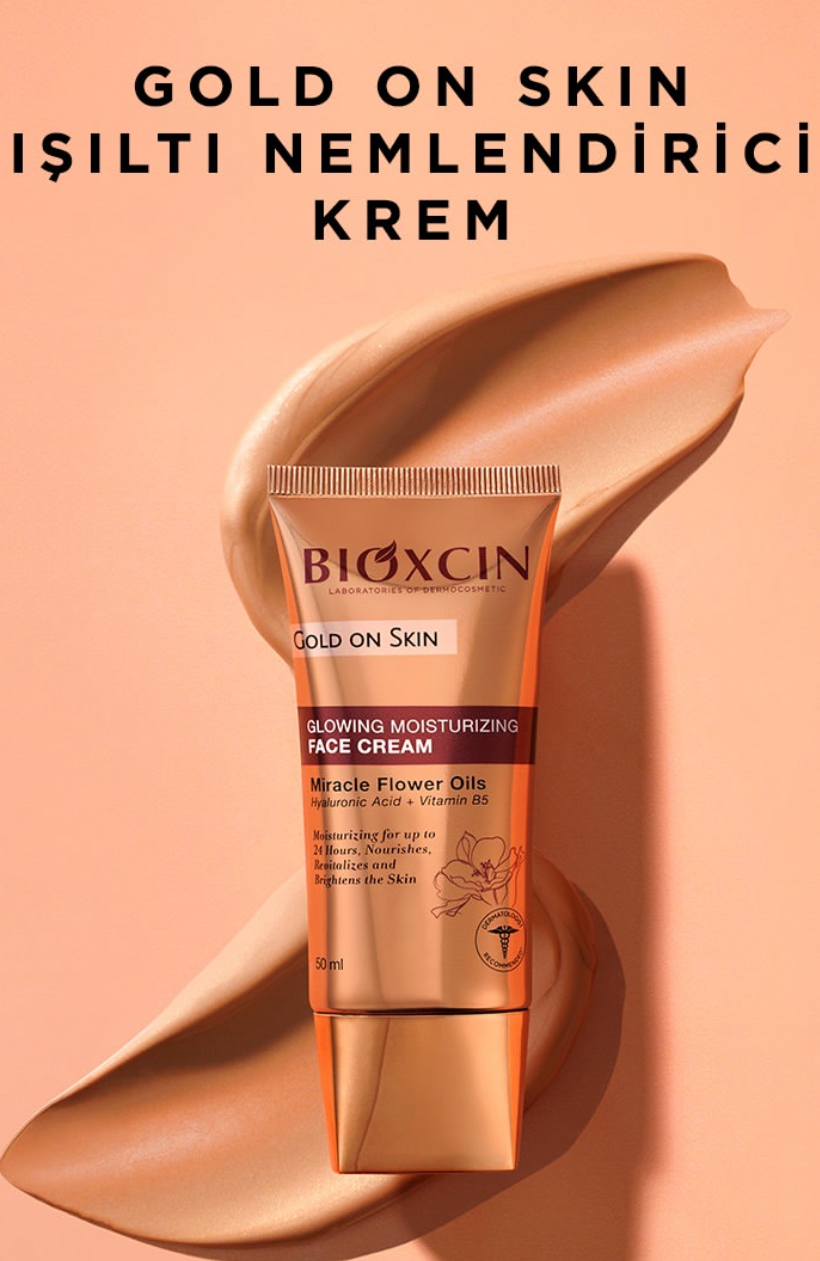 (لومیگلوشن )کرم مرطوب‌کننده و درخشان‌کننده صورت بیوکسین BIOXCIN Gold On Skin حجم 50 میلی‌لیتر